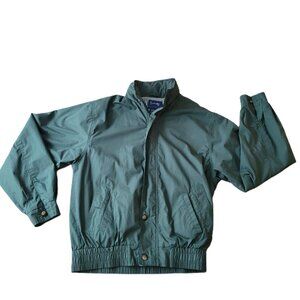 Duckster Men's 90's Retro Nylon Jacket Green Navy Windbreaker Mid-Length M